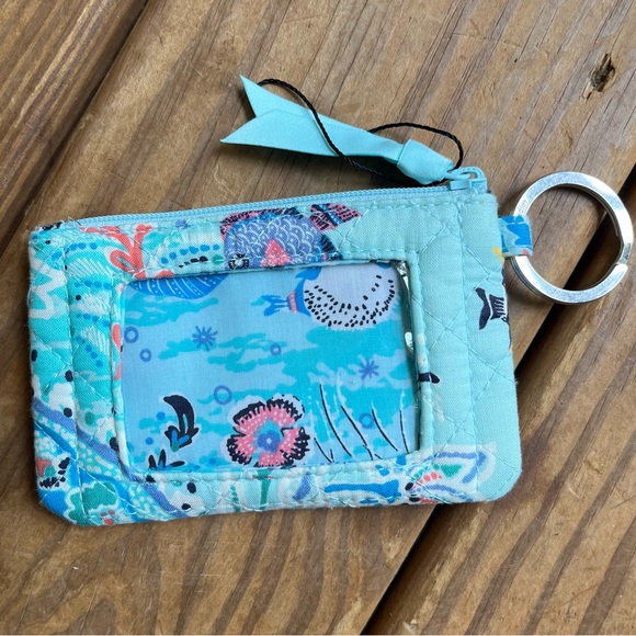 Vera Bradley Handbags - Vera Bradley Zip ID Card Holder Case Wallet Antilles Treasure Blue Fish NEW